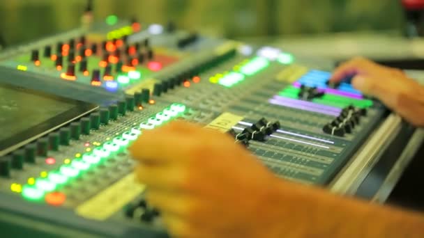Close Up of A Man Working on Mixing Control Panel — Stock Video