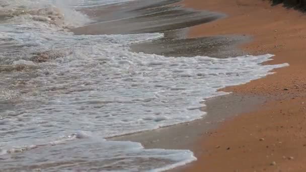 Waves Washing Sandy Beach. Slow motion. — Stock Video