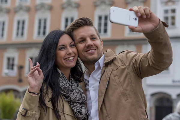 Selfie een paar — Stockfoto