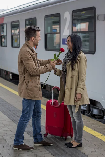 Aankomst met de trein — Stockfoto