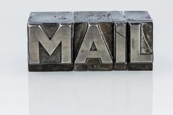 Written email in lead letters — Stock Photo, Image