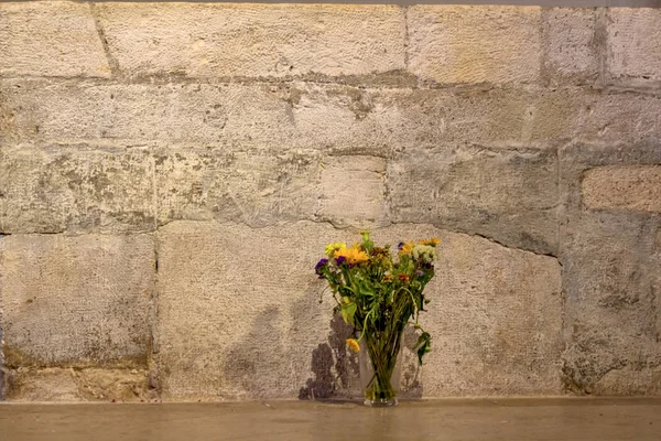 石壁の前に花 — ストック写真