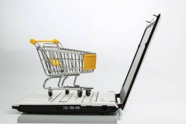 shopping cart and laptop clipart