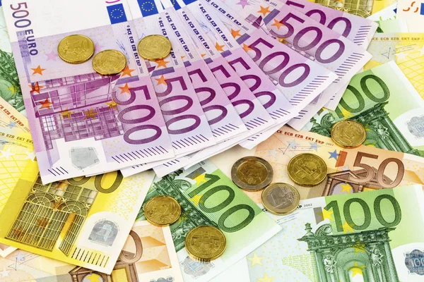Many different euro bills — Stock Photo, Image