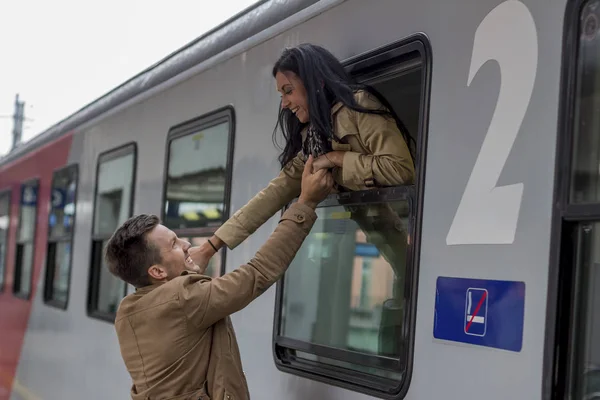 Llegada en tren — Foto de Stock