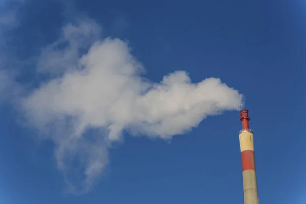 Industrial chimney with exhaust gases — Stock Photo, Image