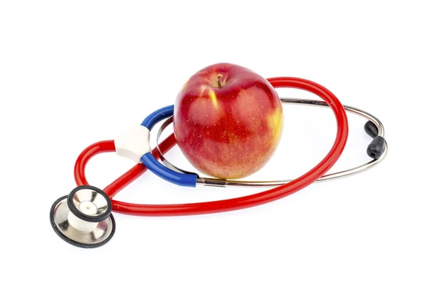 Pomme et stéthoscope — Photo