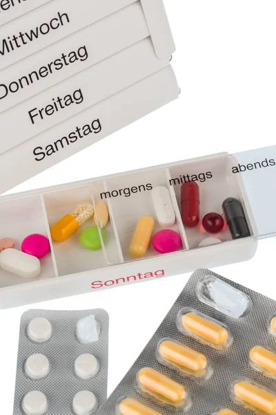 Tablett dispensrar och tabletter — Stockfoto