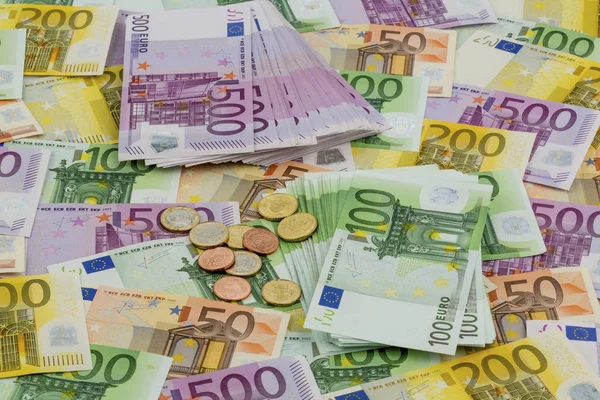 Muitas notas de euro diferentes — Fotografia de Stock