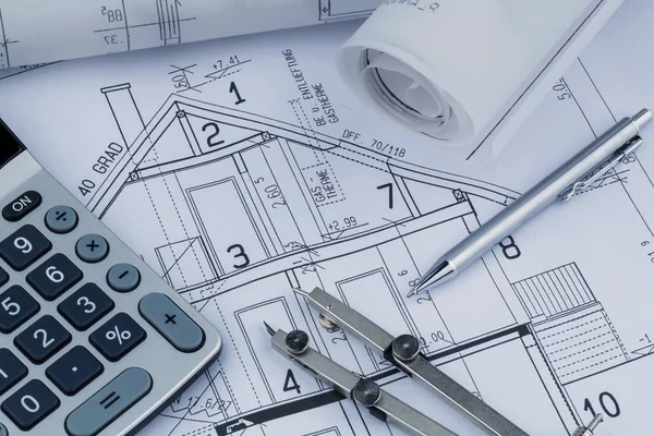 House plan with calculator — Stock Photo, Image