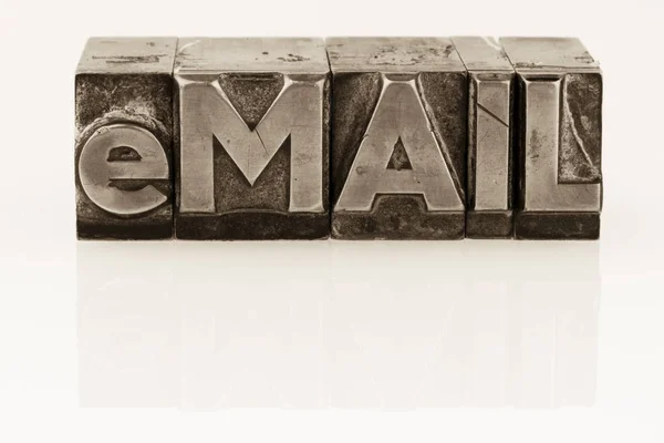 E-mail written in lead letters — Stock Photo, Image