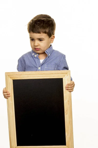 Barn med blackboard — Stockfoto