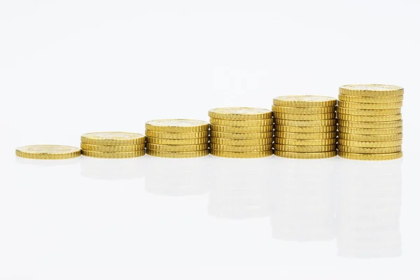 Stacked coins, uptrend — Stock Photo, Image
