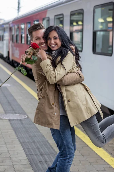 Aankomst met de trein — Stockfoto