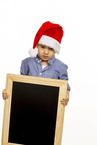 Ragazzino con cappello Babbo Natale — Foto Stock