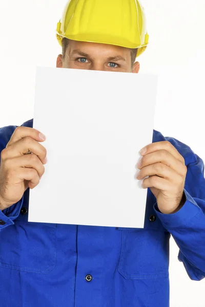 Craftsman with empty sheet — Stock Photo, Image