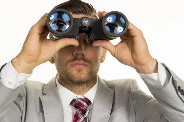 Manager with binoculars — Stock Photo, Image