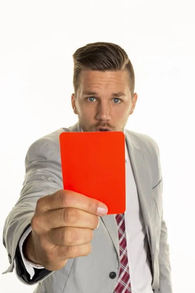 Gerente con tarjeta roja —  Fotos de Stock