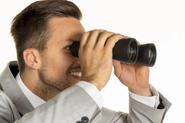 Manager with binoculars — Stock Photo, Image