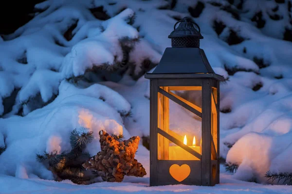 Lantern for christmas in the snow — Stock Photo, Image