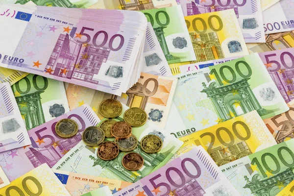 Many different euro bills — Stock Photo, Image