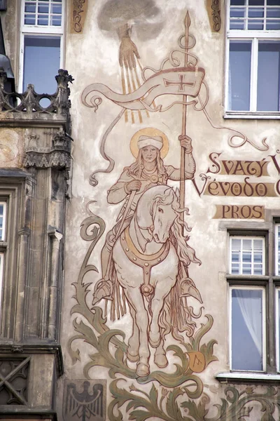 Prague, old town square, house with st. wenceslas — Stock Photo, Image