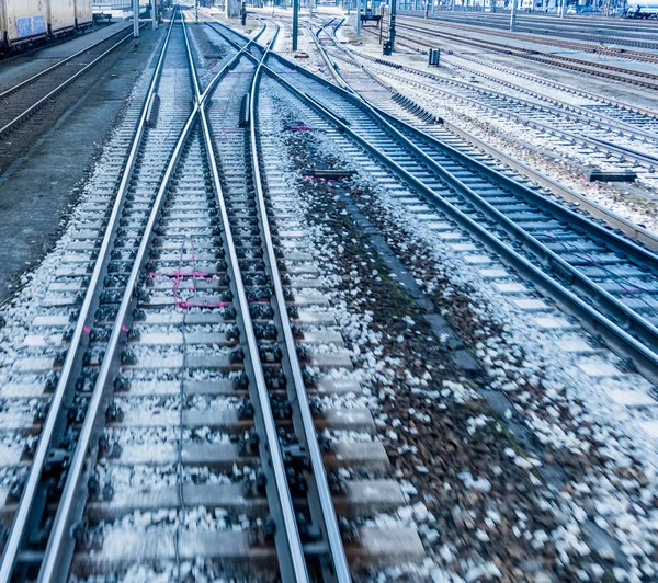 Rails with switch — Stock Photo, Image