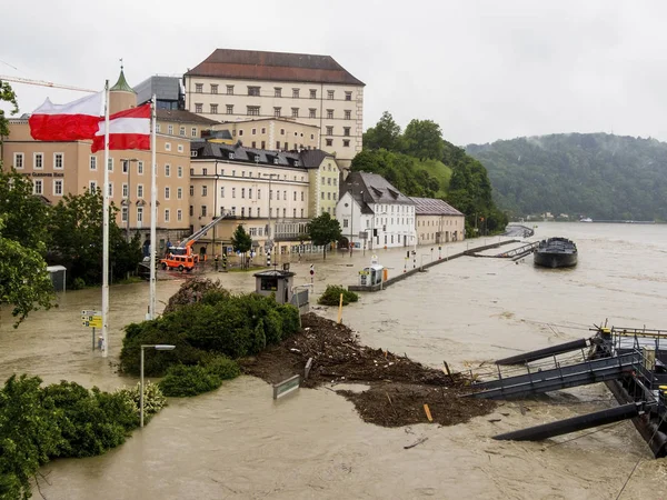 Árvíz 2013, linz, Ausztria — Stock Fotó