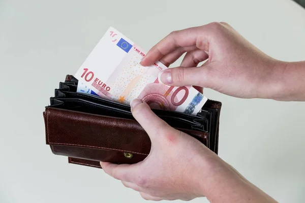 Wallet with euro bank note — Stock Photo, Image