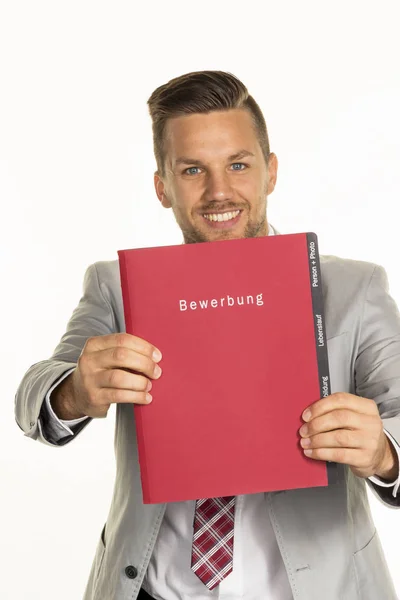 Man with application folder — Stock Photo, Image