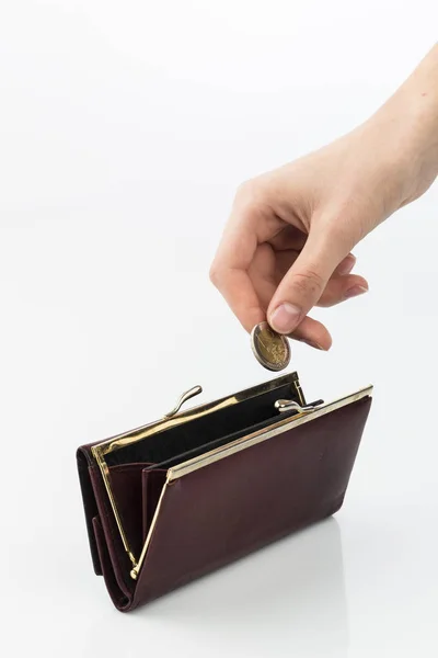 Purse and coin — Stock Photo, Image