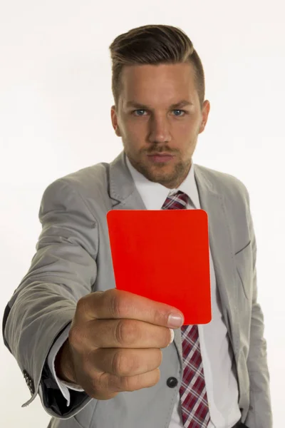 Менеджер с красной картой — стоковое фото