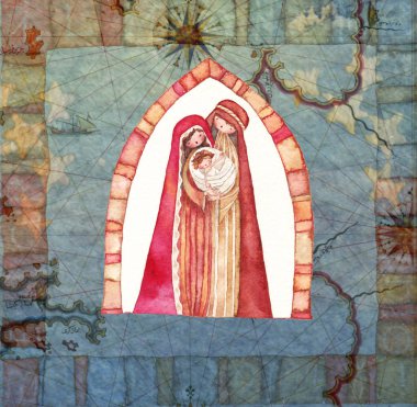 Noel doğum sahnesi: İsa Mesih, joseph ve mary