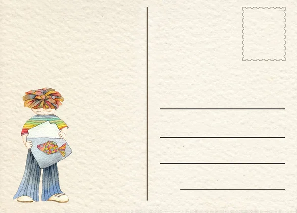 Cartão postal de volta desenhado à mão — Fotografia de Stock