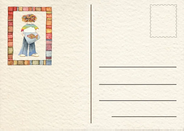 Ręcznie rysowane ponownie pocztówka — Zdjęcie stockowe