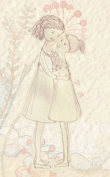 Handmade Illustration Mother Day — Stock Photo, Image