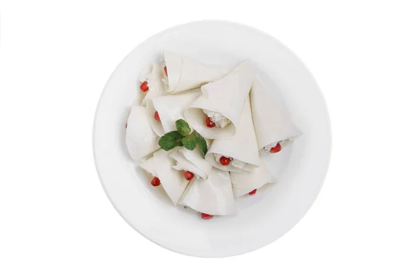 Nadugi 传统格鲁吉亚菜白色背景顶视图 — 图库照片