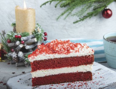 sünger keki kırmızı kadife yeni yıl, Noel