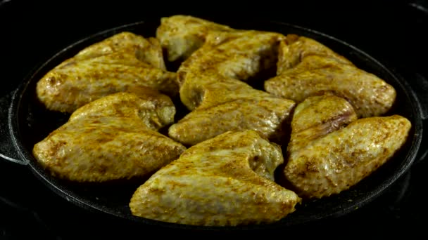 Chicken Wing Roasted Oven Step Step Time Lapse Close — Stok video