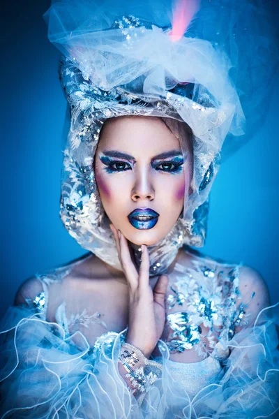 Winter Beauty Woman. Christmas Girl Makeup. — Stock Photo, Image