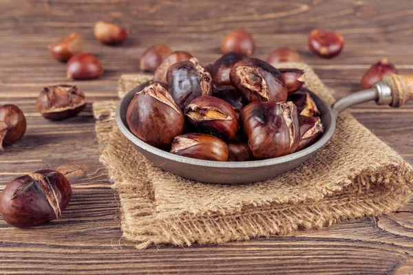Chestnuts in a pan — Stock Photo, Image