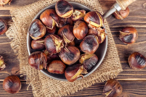Chestnuts in a pan — Stock Photo, Image