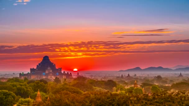 Timelapse Vista Hermosa Bagan Myanmar — Vídeo de stock