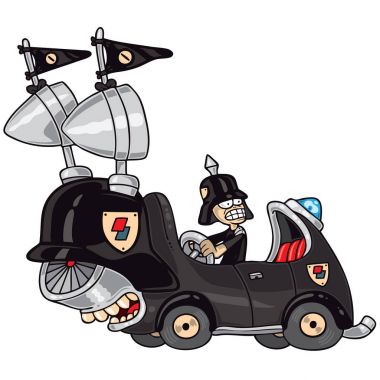 Canavar karakteri ile zırhlı araç