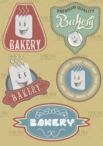 Ensemble d'étiquettes de boulangerie personnalisables — Image vectorielle