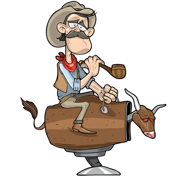 Cowboy em rodeio de touro — Vetor de Stock