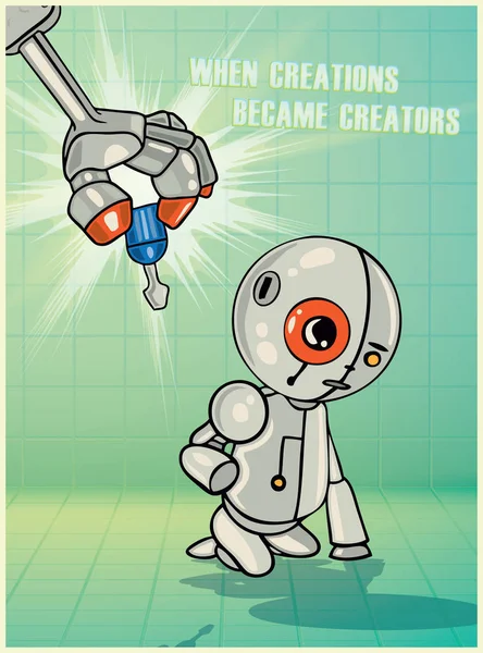 Caractère de robot de bande dessinée — Image vectorielle