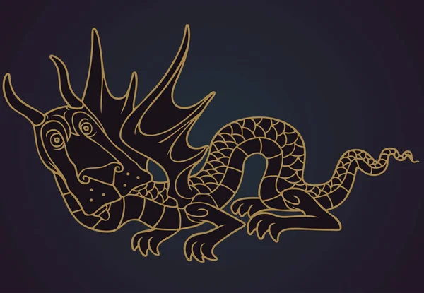 Dragon dessiné à la main — Image vectorielle