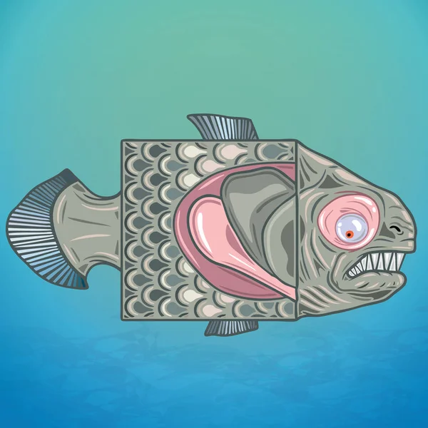 Mostro di pesce subacqueo geometrico — Vettoriale Stock