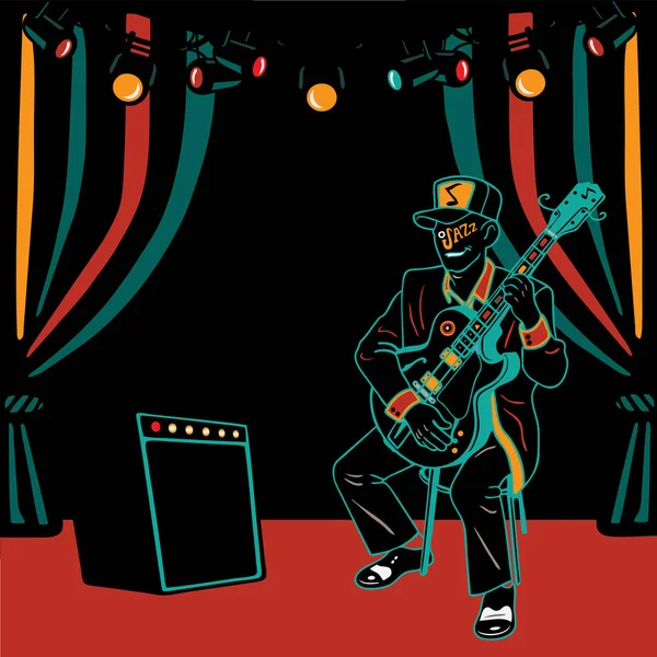 Personnage de joueur de guitare — Image vectorielle